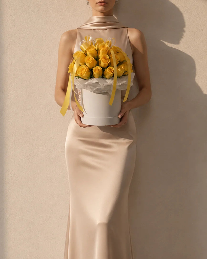 Boite Jaune detail — luxury flowers Dubai | Miss Florenski