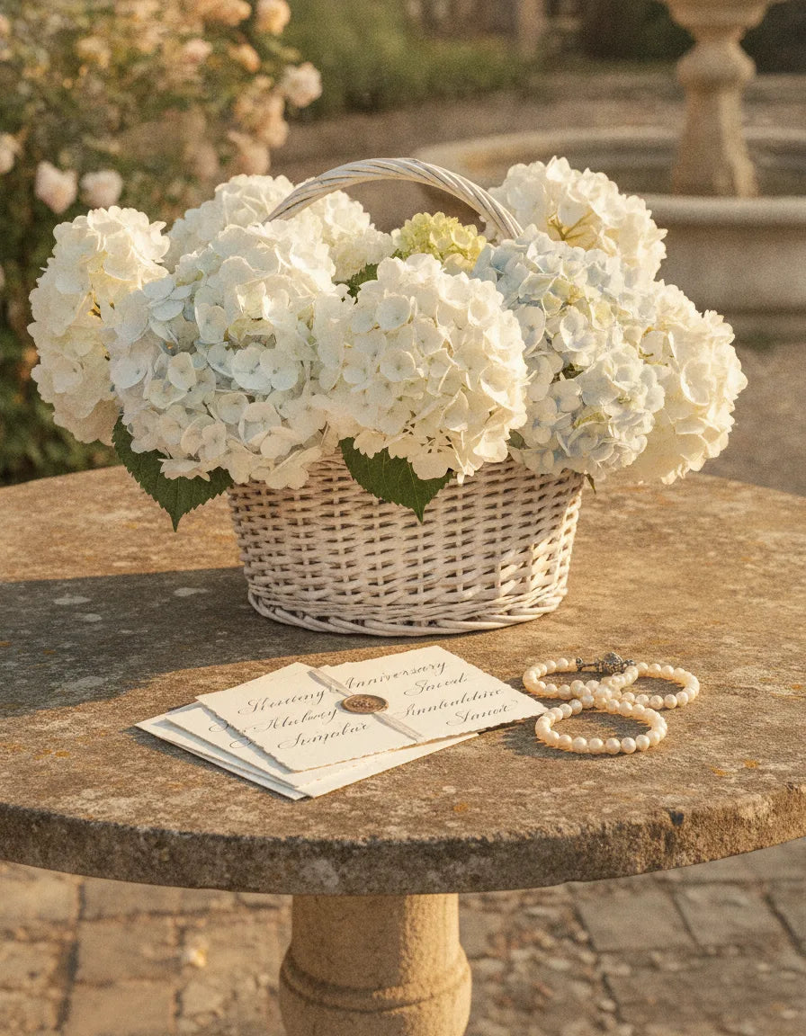 anniversary flower guide hydrangeas basket