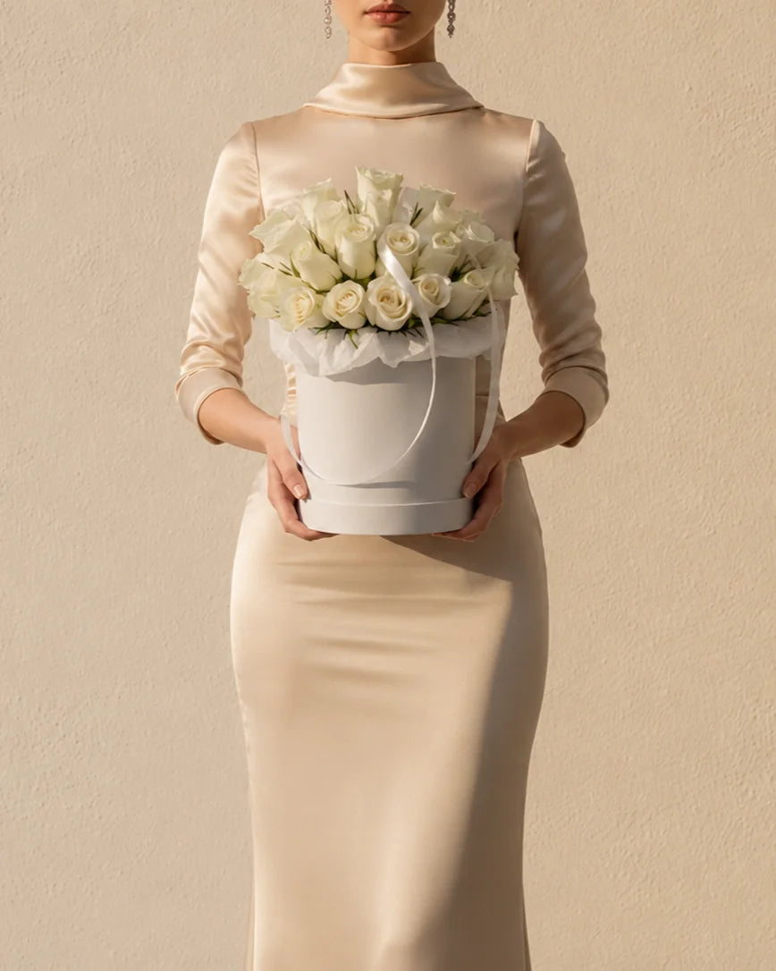 Boîte Blanche detail — luxury flowers Dubai | Miss Florenski