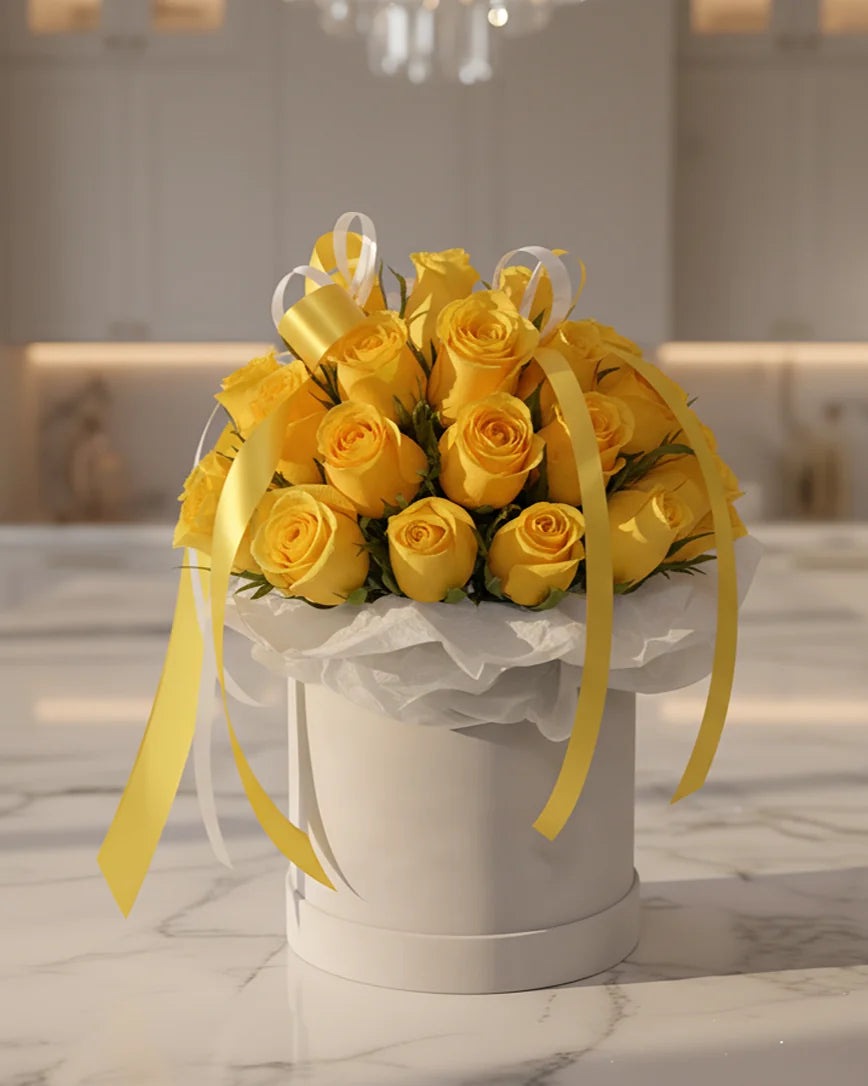Boite Jaune detail — luxury flowers Dubai | Miss Florenski