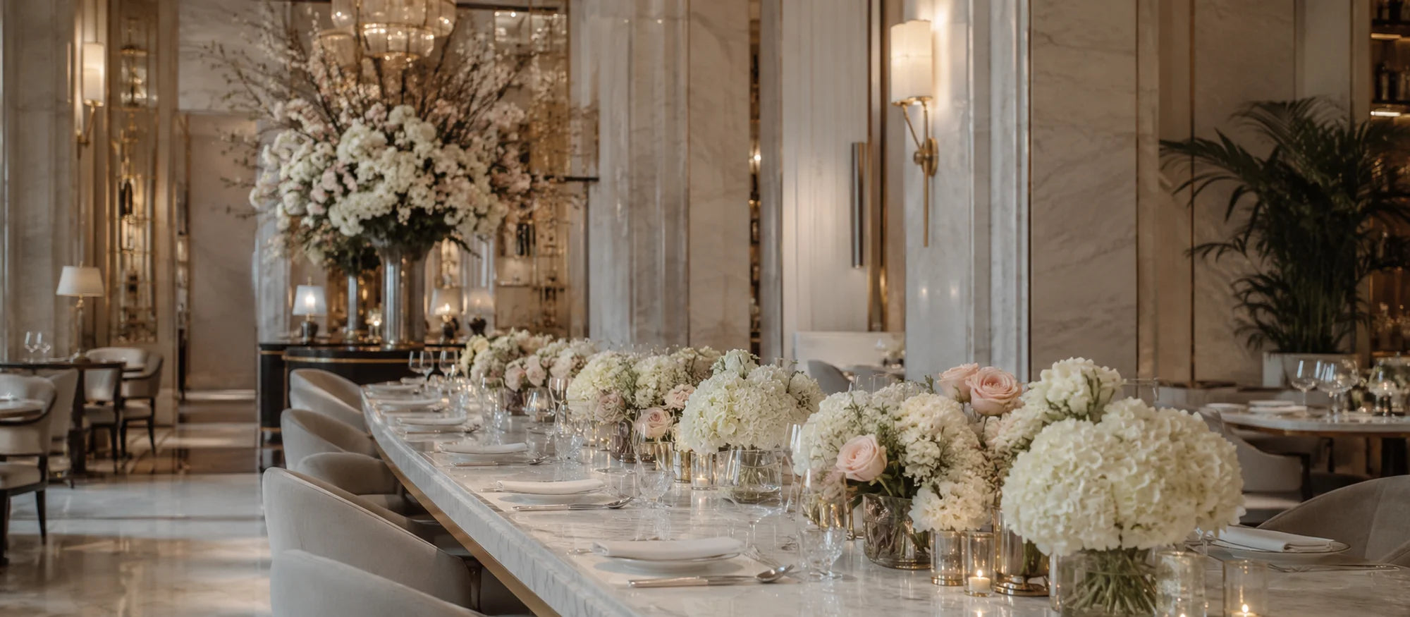 Luxury restaurant florals by Miss Florenski Dubai — Parisian floral design for hotels and restaurants